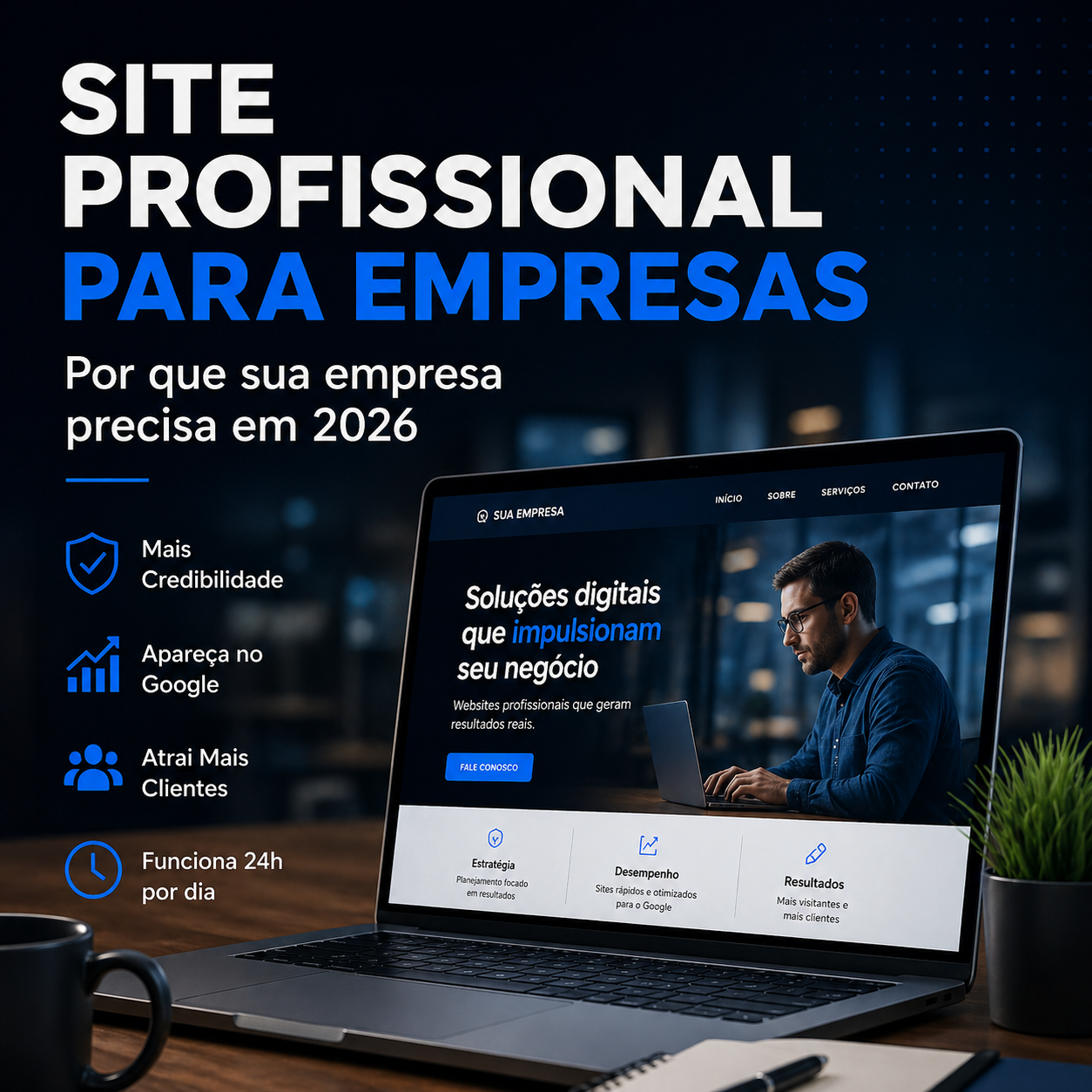 site profissional para empresas moderno e otimizado para Google