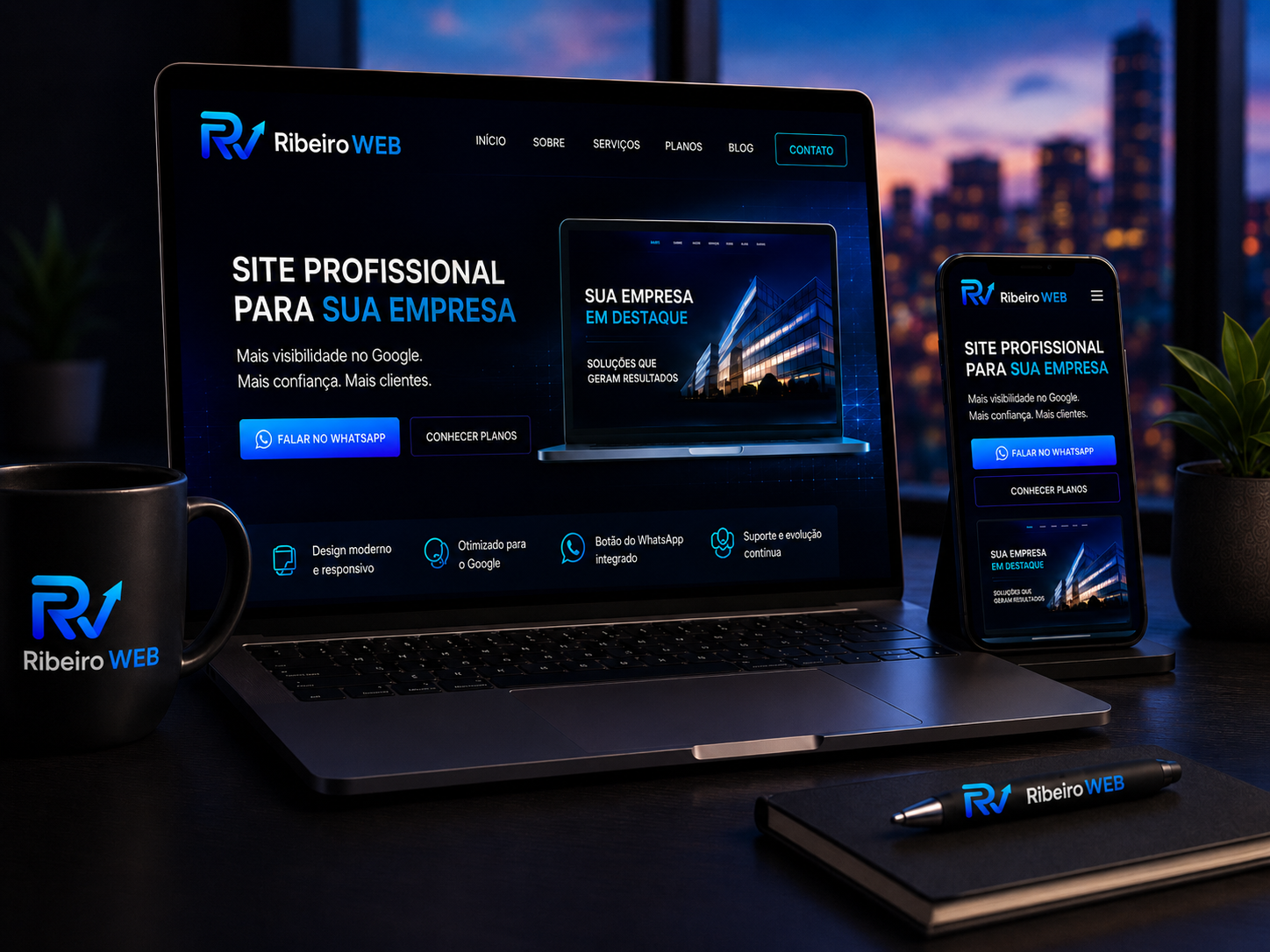 Site profissional em Sorocaba preparado para aparecer no Google e receber contatos pelo WhatsApp